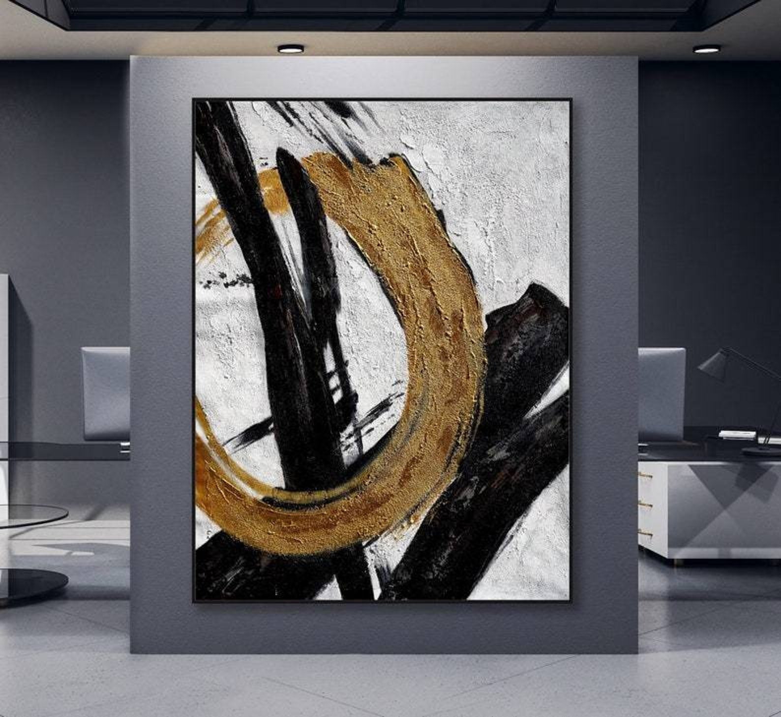 Golden Circle Abstract Canvas Art