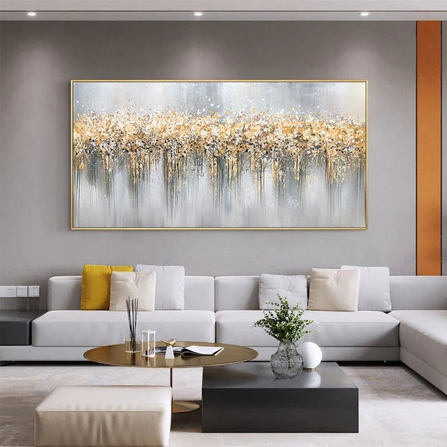 Golden Symphony Abstract Canvas Art