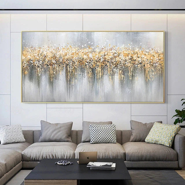 Golden Symphony Abstract Canvas Art