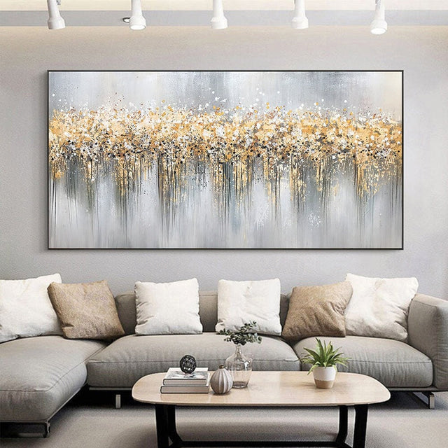 Golden Symphony Abstract Canvas Art