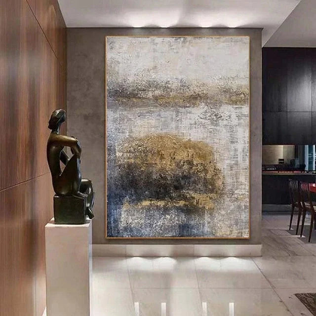 Wabi-Sabi Neutral Abstract Canvas Wall Art - Textured Landscape #iris1122