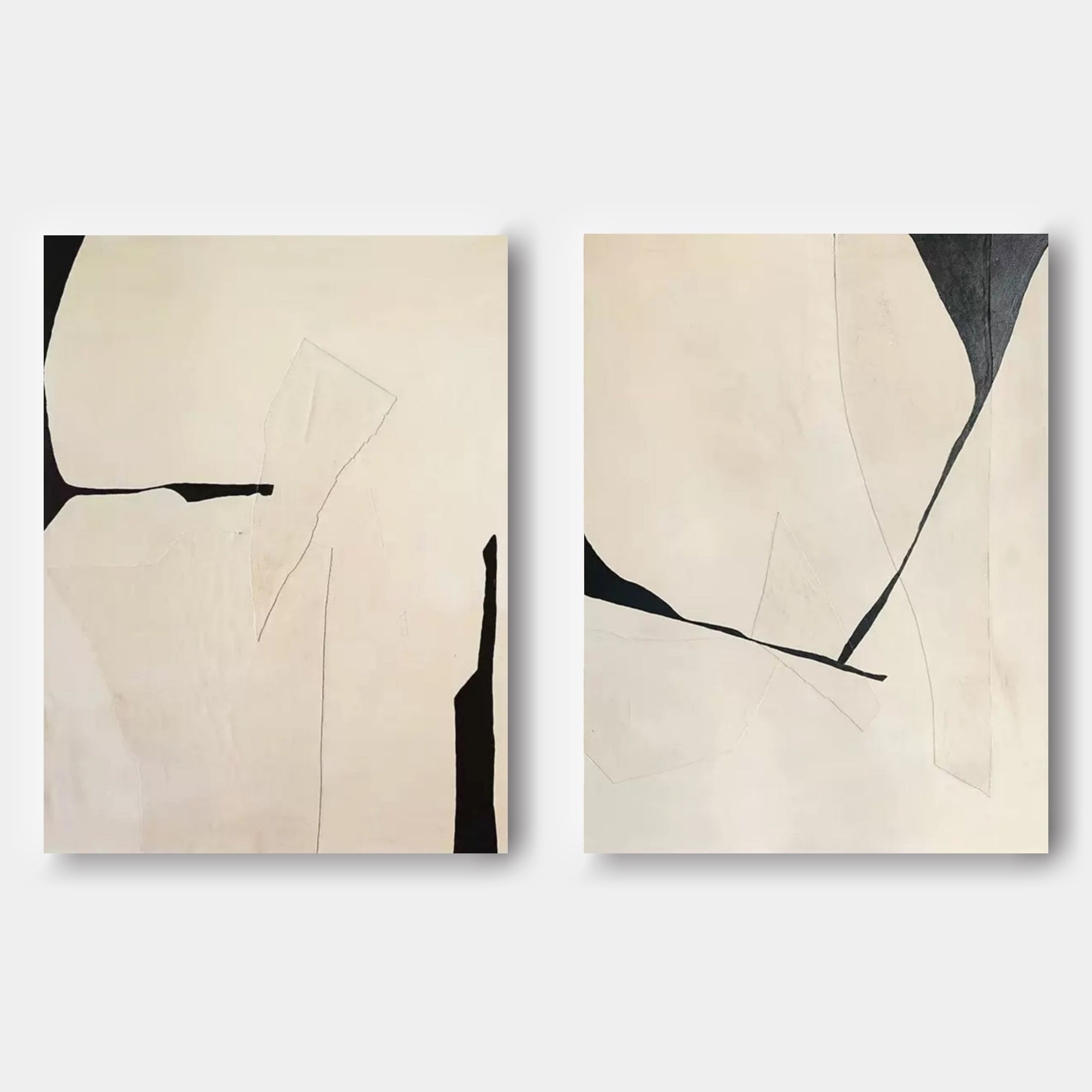 Neutral Elegance: Dual Abstract Canvas