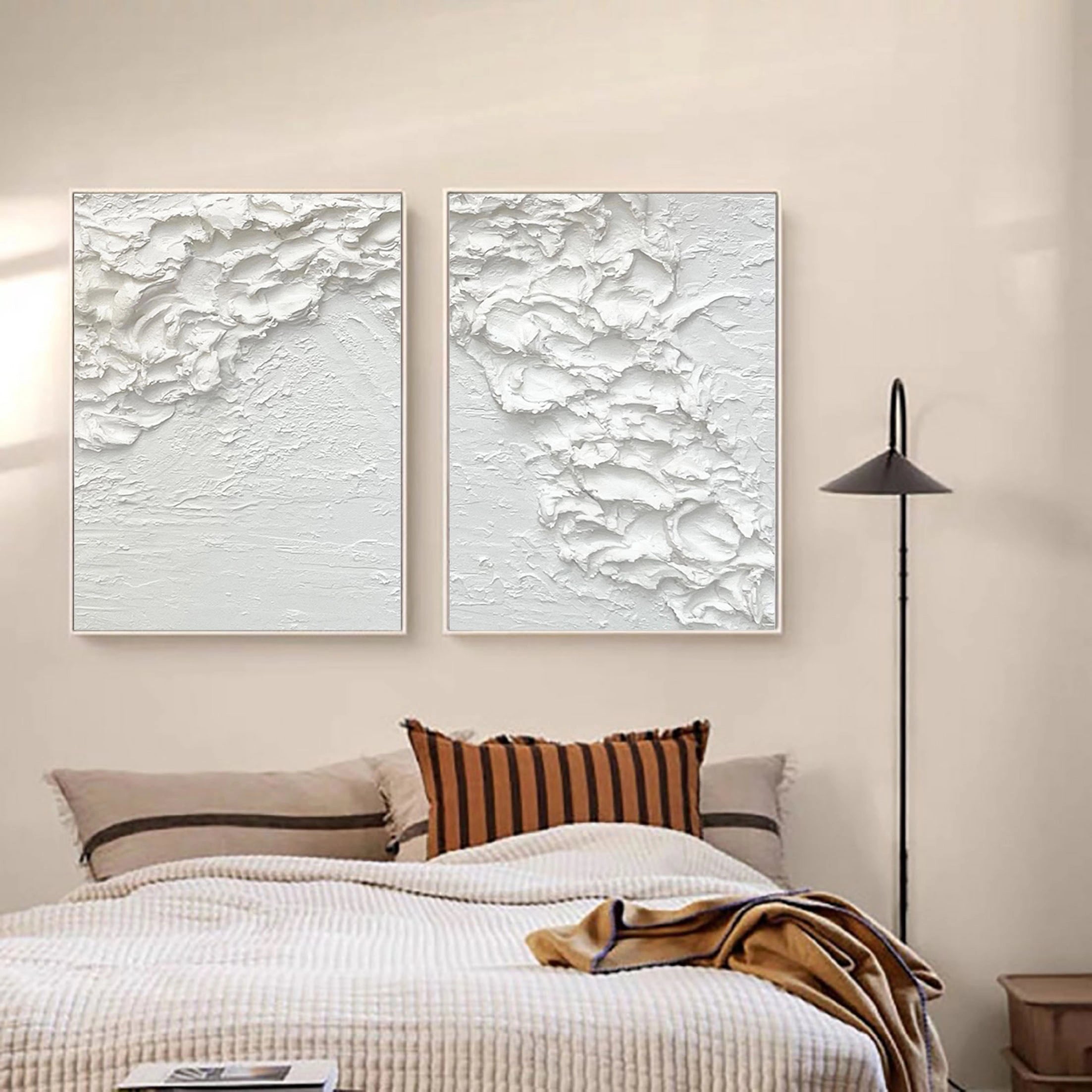 Textured White Serenity Diptych