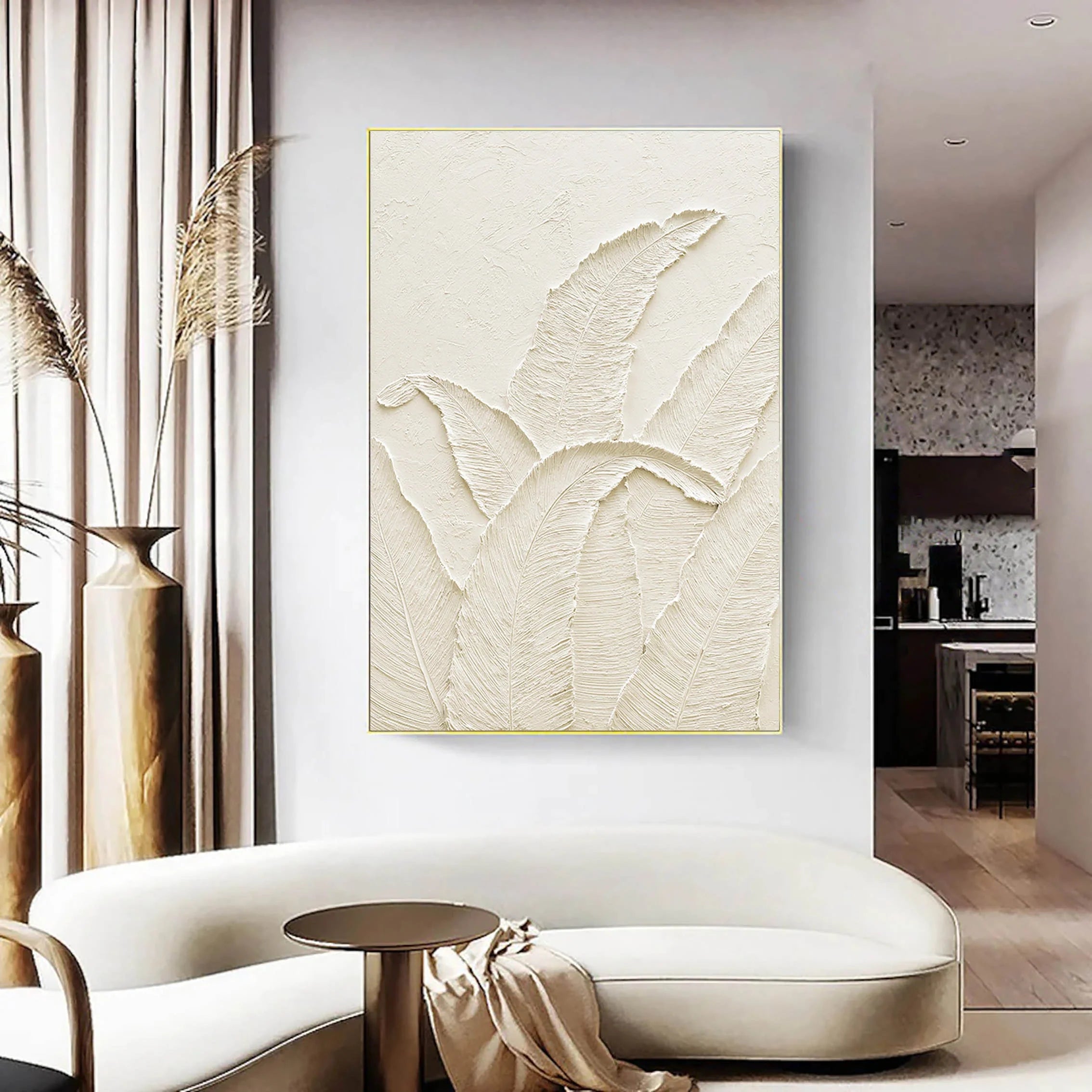 3D Textured Plaster Minimalist Painting White Wall Decor