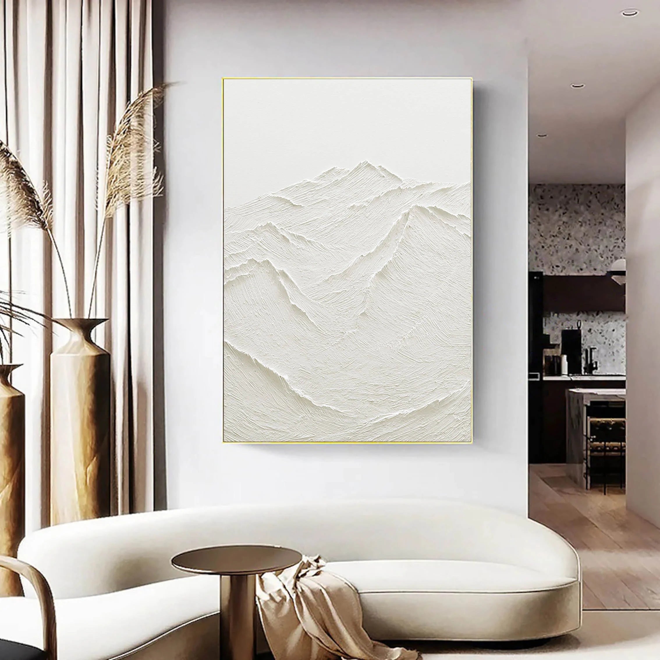 Minimalist White Textured Plaster Painting Original Oversized Wall Art for Bedroom/Living Room