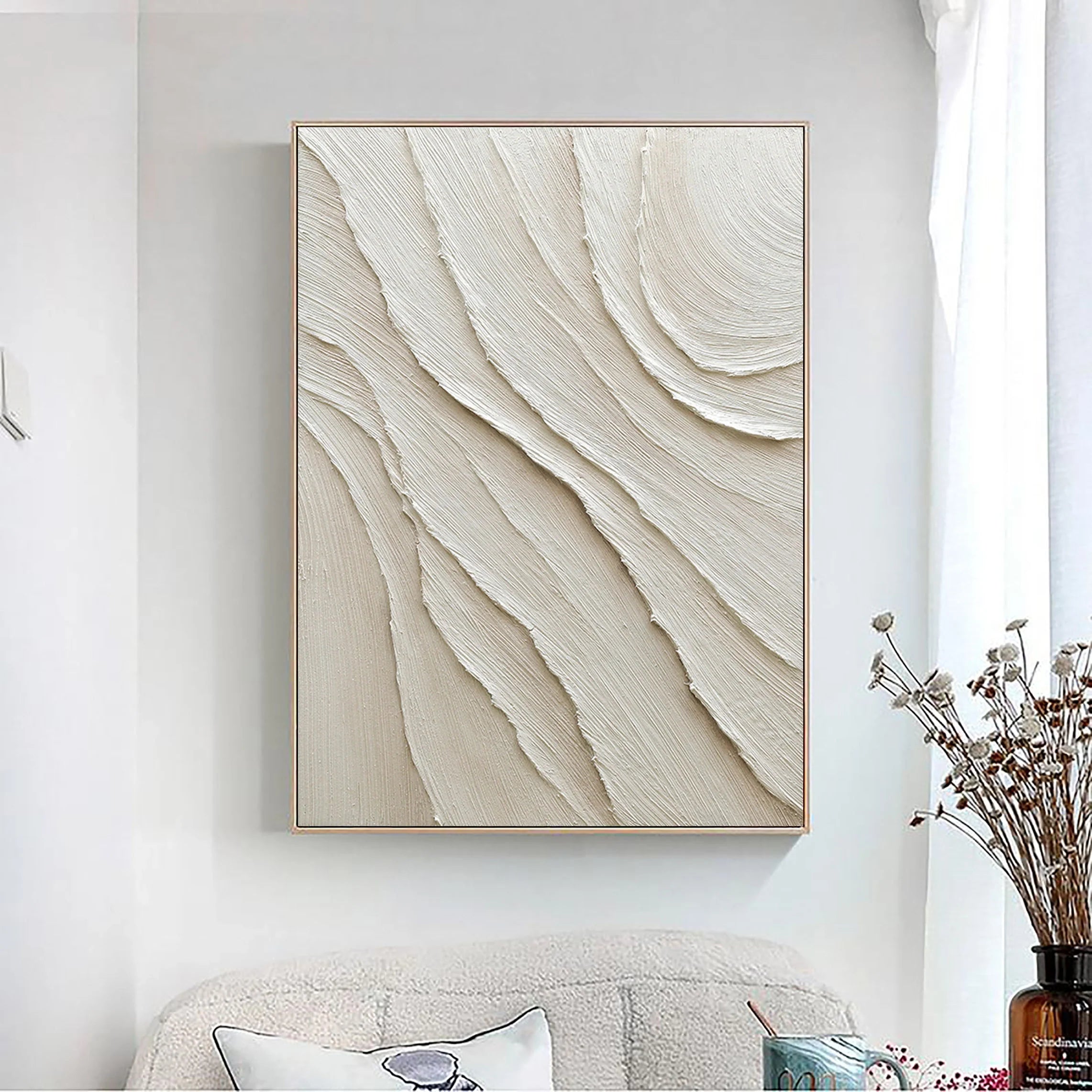 Plaster Art Painting 3D Textured Large Canvas for Living Room/Bedroom