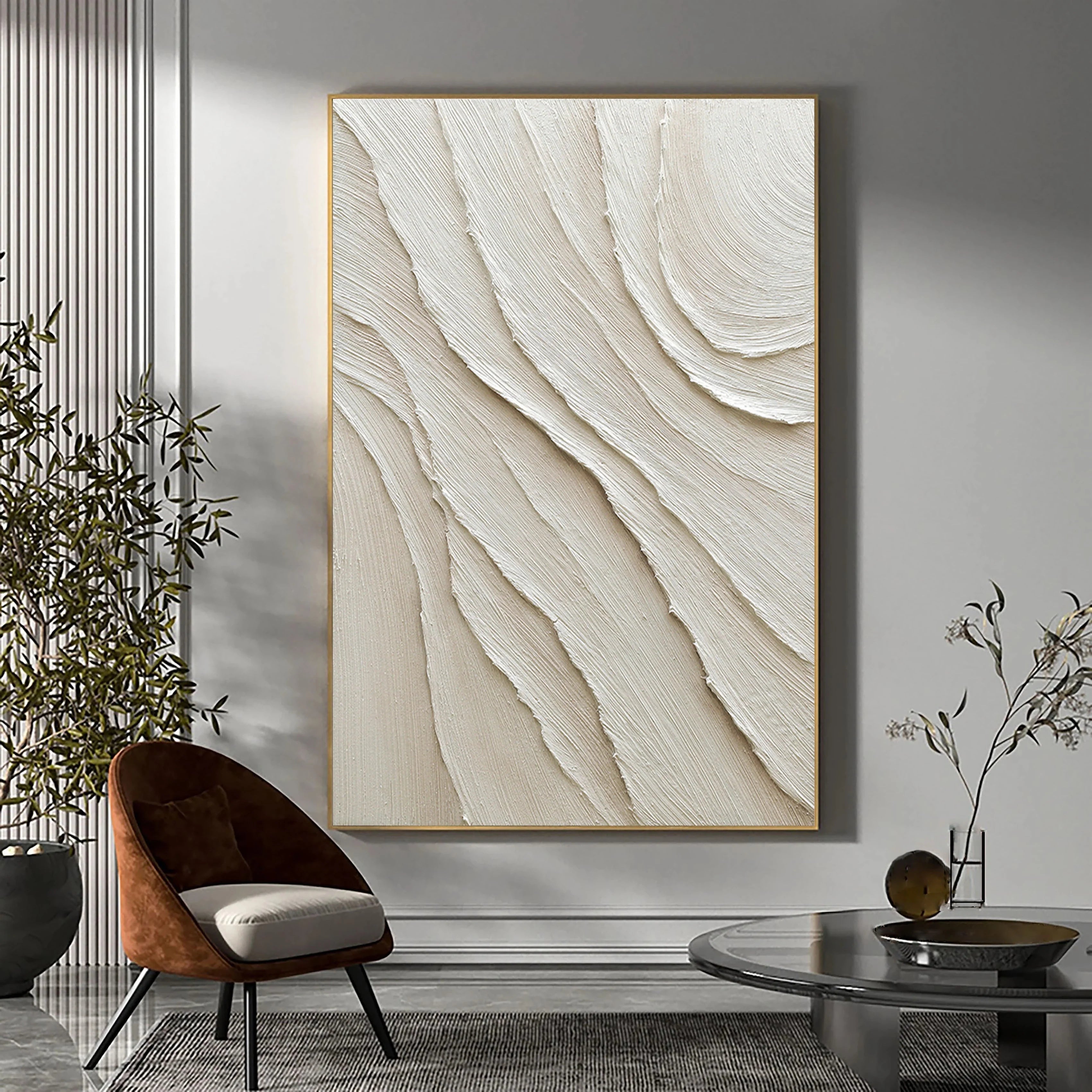 Plaster Art Painting 3D Textured Large Canvas for Living Room/Bedroom