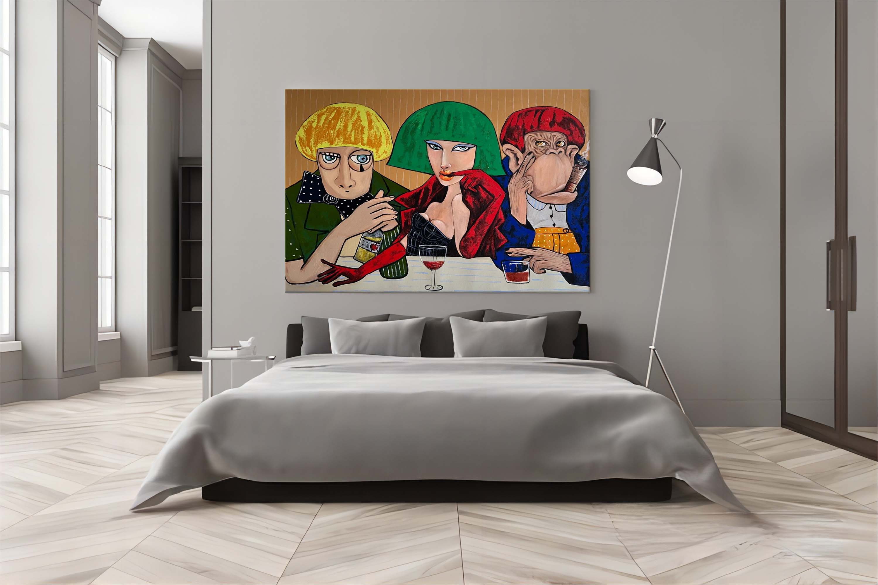 Pop Art Portrait Painting of Three People on Canvas Pop Art Portrait Painting of Three People