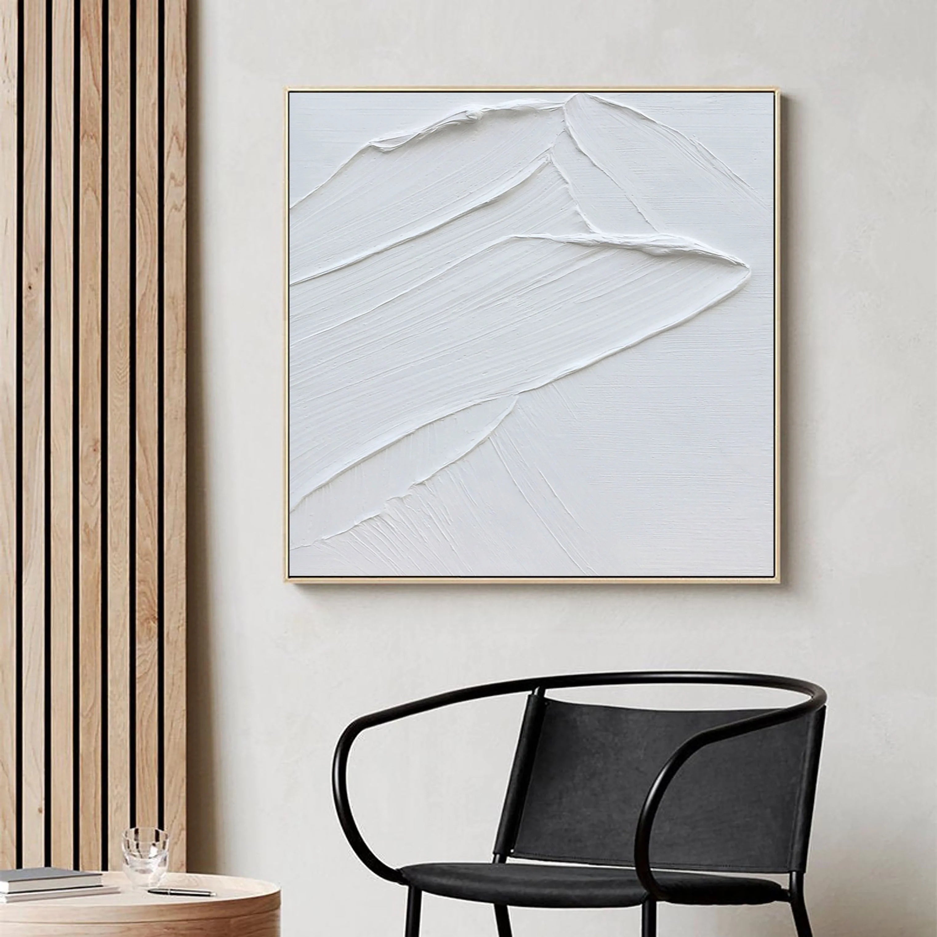 White 3D Textured Plaster Painting Original Abstract Minimalist Artwork