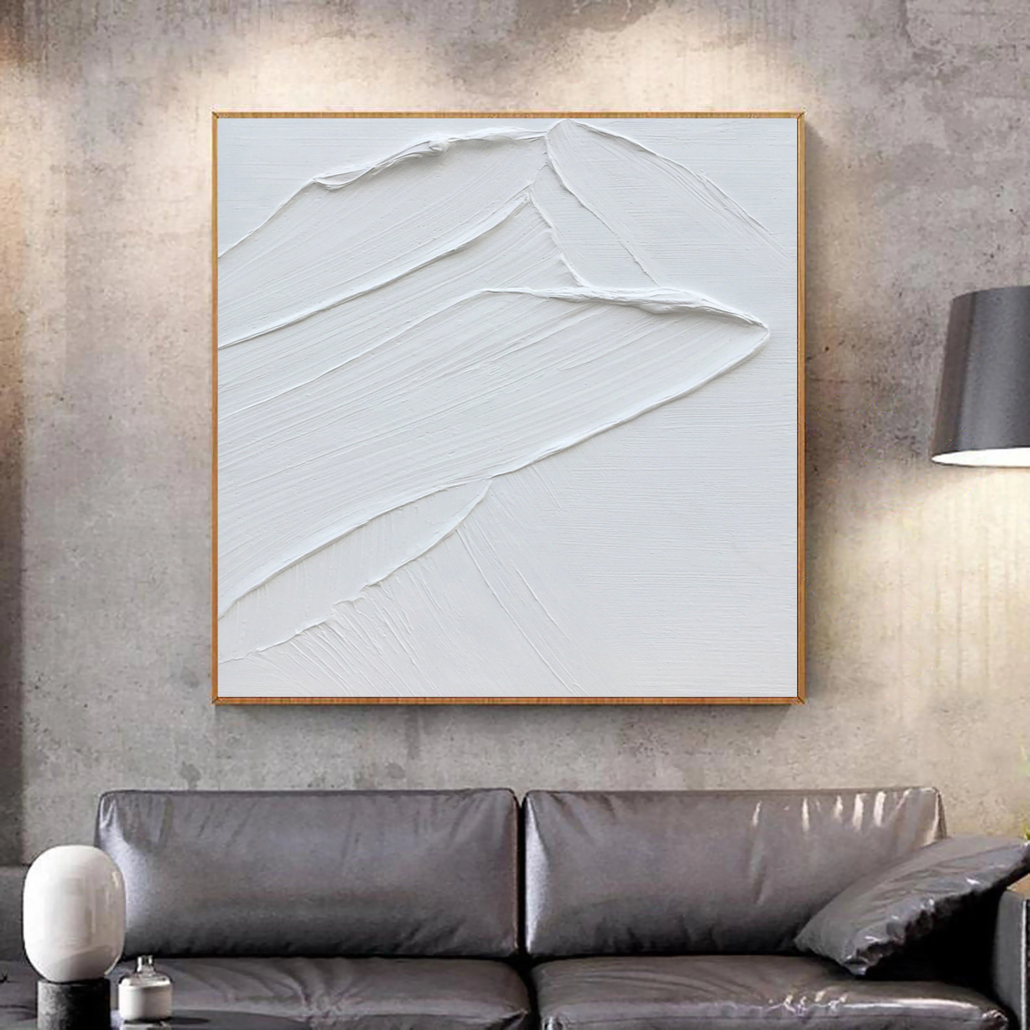 White 3D Textured Plaster Painting Original Abstract Minimalist Artwork