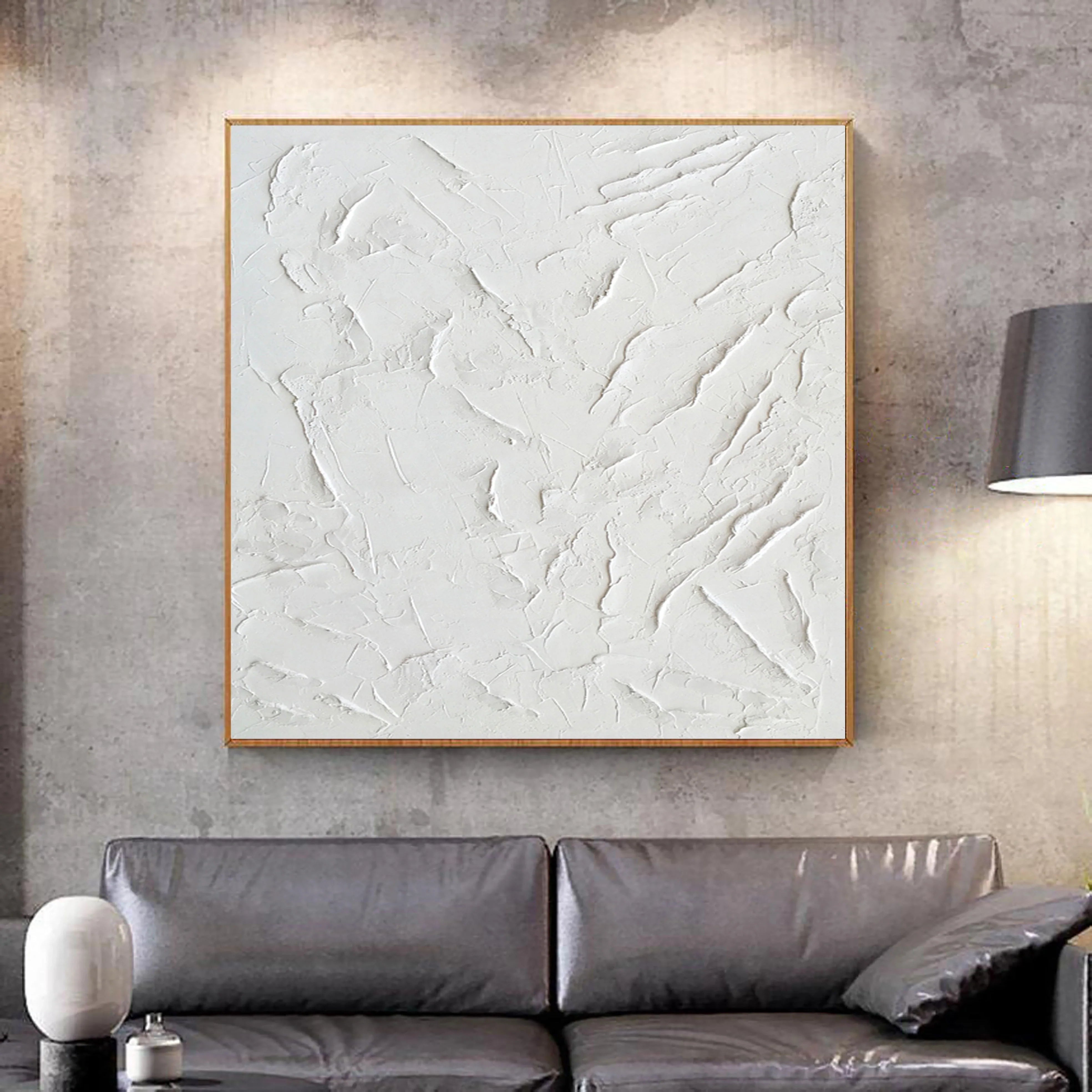 Minimalistic Plaster 3D Textured Painting on Canvas Original Handcrafted