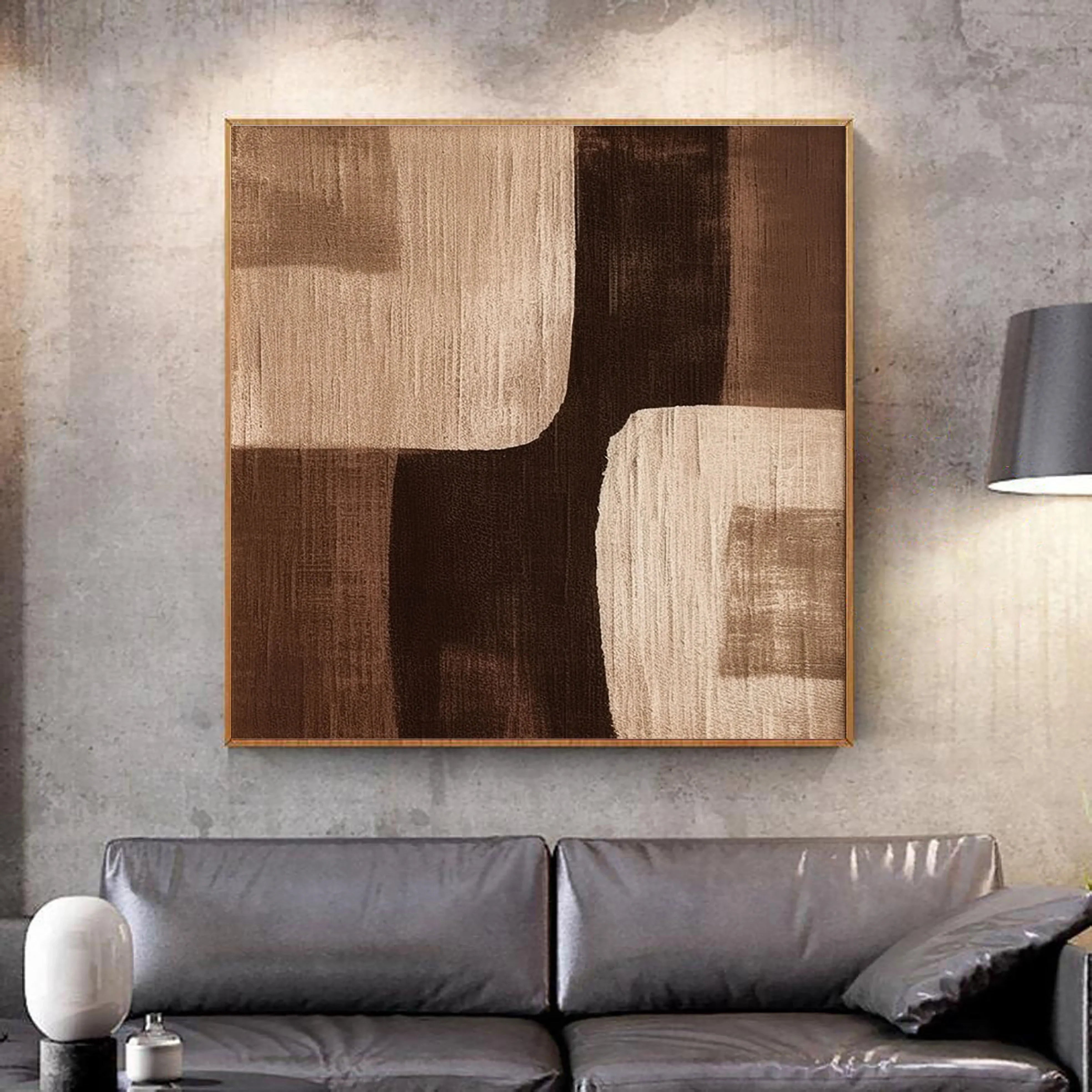 Eleanos Gallery Textured Wabi Sabi Abstract Brown Painting Wall Canvas Artwork