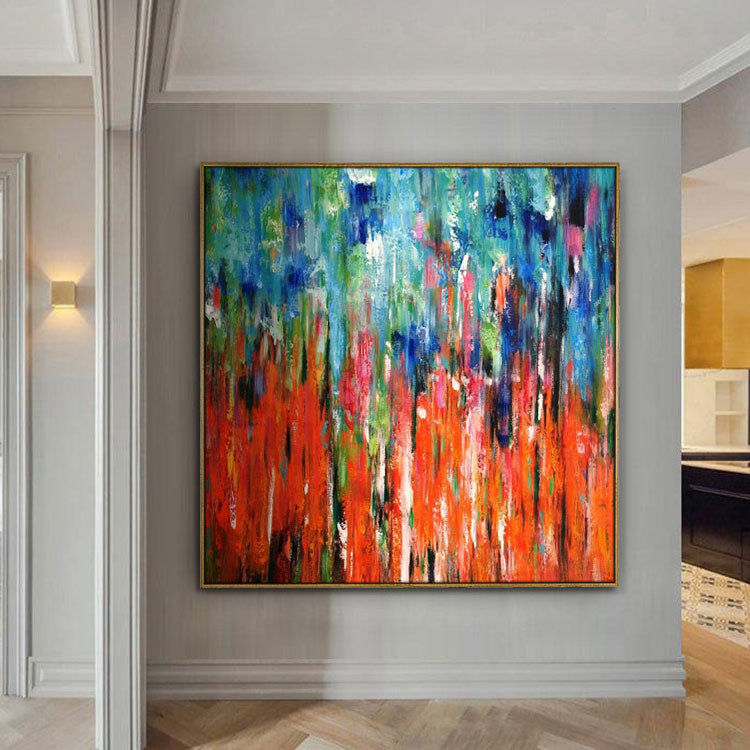 Oversized Painting Painting Handmade Large Canvas Art Original Oil Painting Abstract Art Canvas Red And Green Painting Blue Painting | Vigorous growth