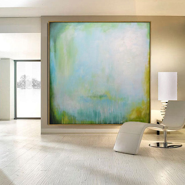 Painting Handmade Original Oil Painting Landscape Oversized Painting Blue Abstract Art Green Painting | Restaurant Wonderland