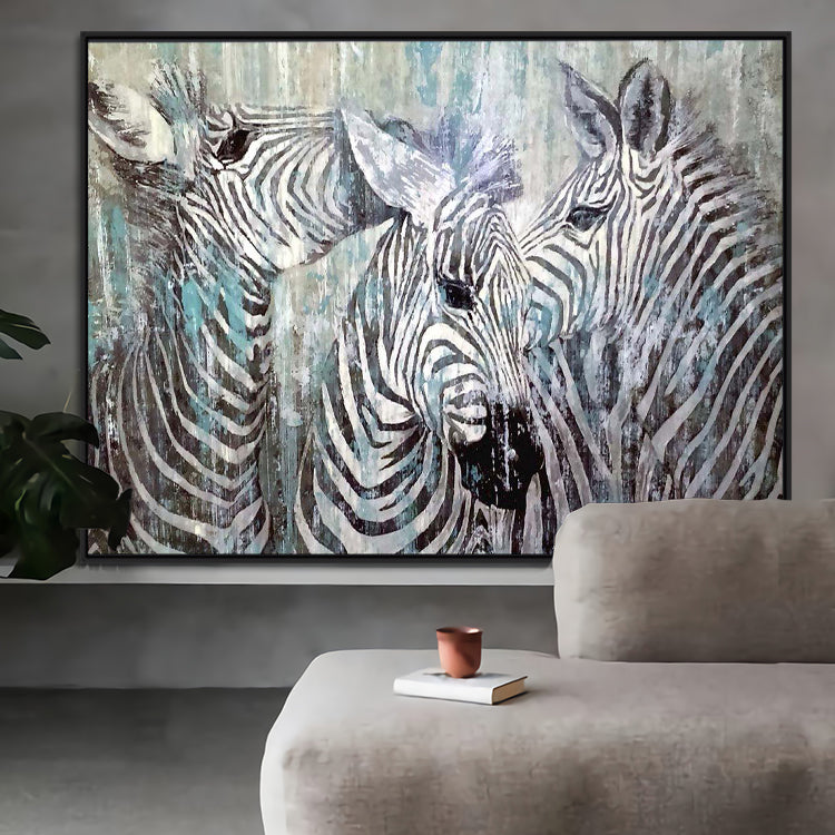 Zèbre - Peinture sur toile moderne faite à la main Art mural animalier 