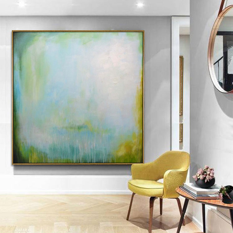 Painting Handmade Original Oil Painting Landscape Oversized Painting Blue Abstract Art Green Painting | Restaurant Wonderland