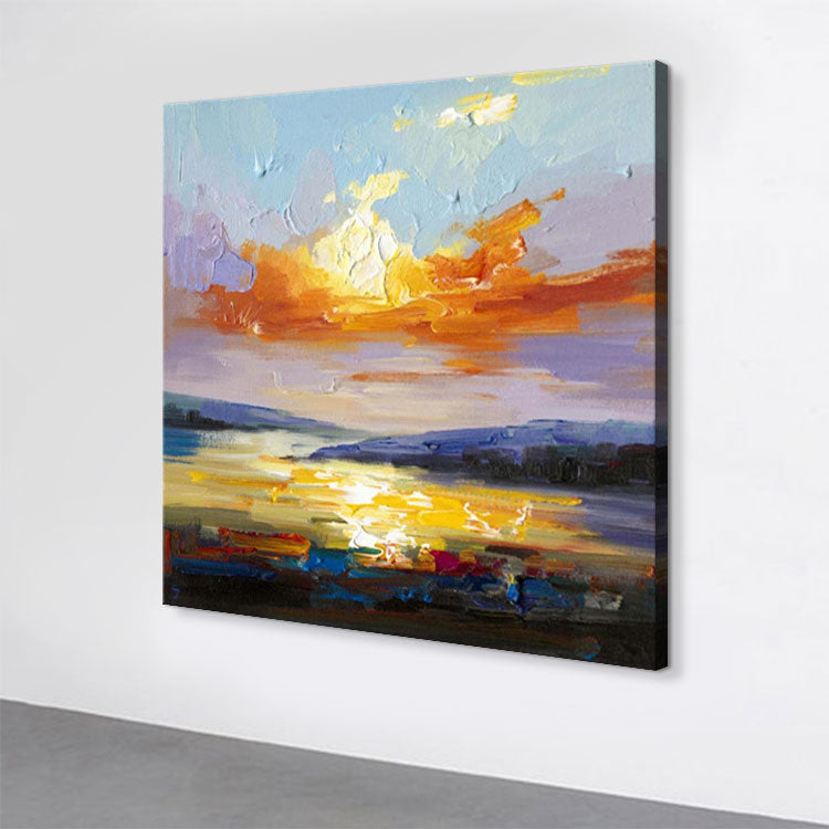 Large Modern Painting Abstract Art Canvas Office Decor  Original Art Painting | Sunrise scenery