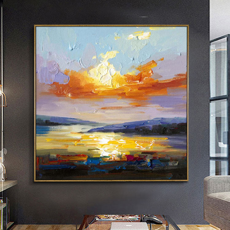 Large Modern Painting Abstract Art Canvas Office Decor  Original Art Painting | Sunrise scenery