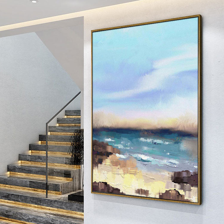 Mer - Peinture sur toile faite à la main représentant un paysage marin 