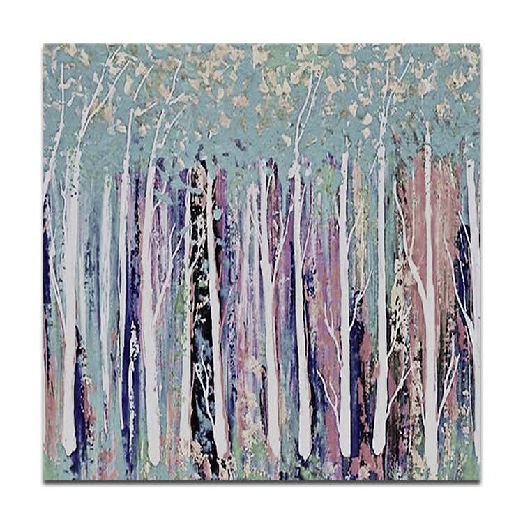 Hand Painted Forest Tree Painting Purple Modern Abstract Wall Art