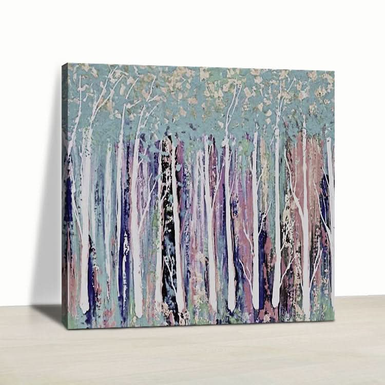 Hand Painted Forest Tree Painting Purple Modern Abstract Wall Art