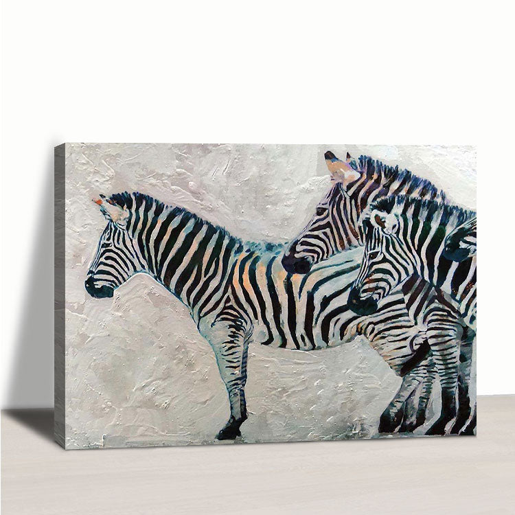 Zebra - Handmade Zebra Oil Painting on Canvas Animal Wall Art