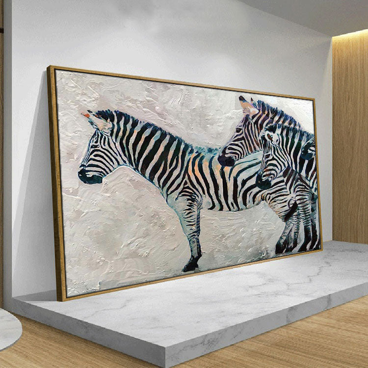 Zebra - Handmade Zebra Oil Painting on Canvas Animal Wall Art