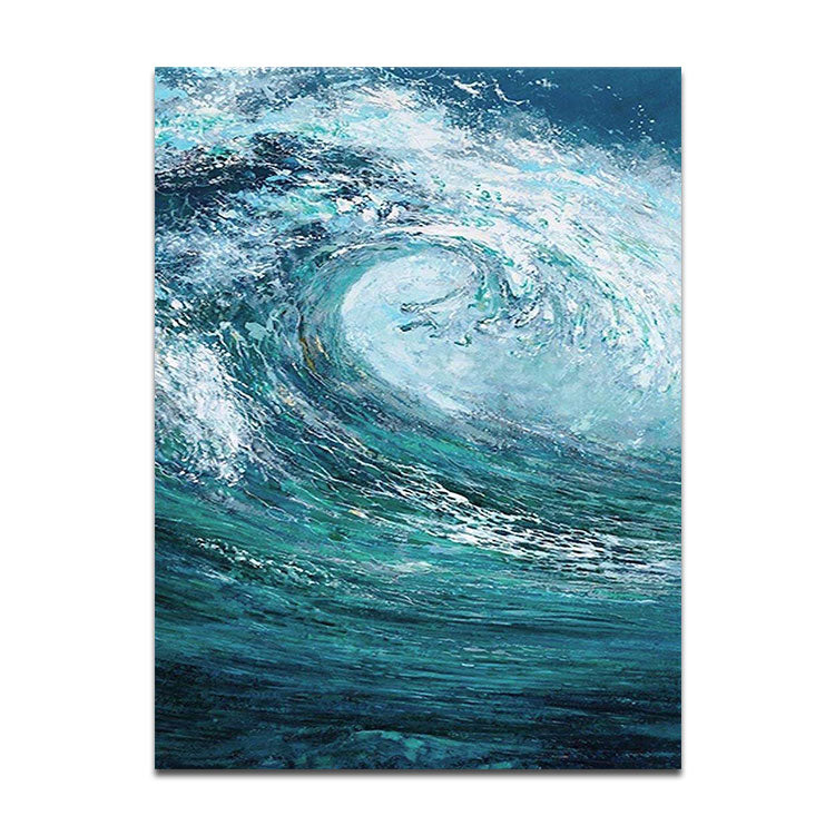 Les vagues de la mer - Peinture à l'huile sur toile faite à la main sur le mur de la mer 