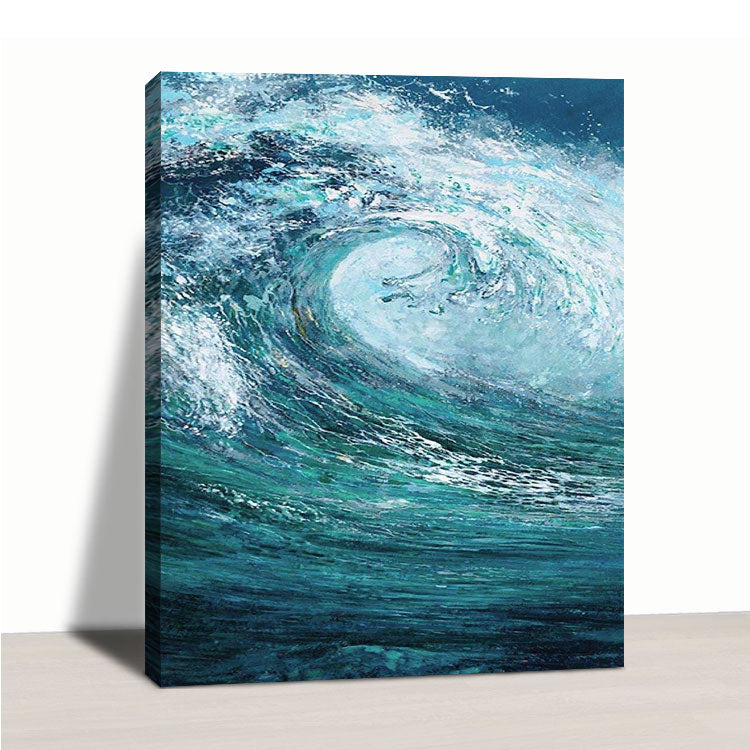 Les vagues de la mer - Peinture à l'huile sur toile faite à la main sur le mur de la mer 