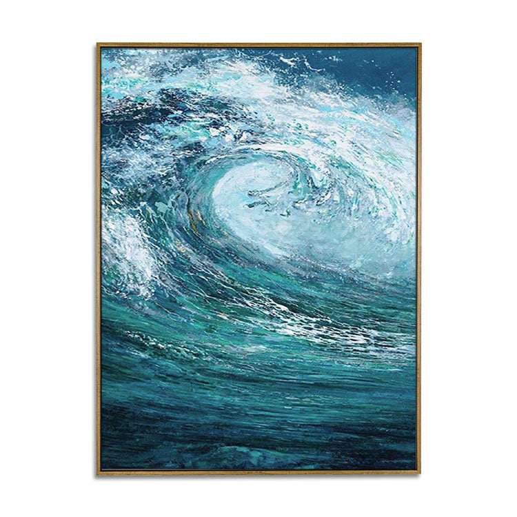 Les vagues de la mer - Peinture à l'huile sur toile faite à la main sur le mur de la mer 