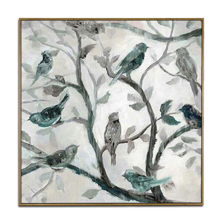 Grande peinture moderne Art simple Décoration murale Art Grande toile Art Peinture à l'huile à la main | Les oiseaux 