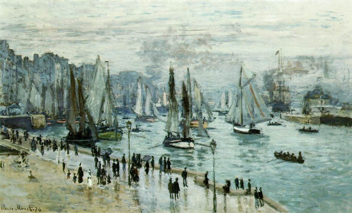 Bateaux de pêche quittant le port du Havre 1874