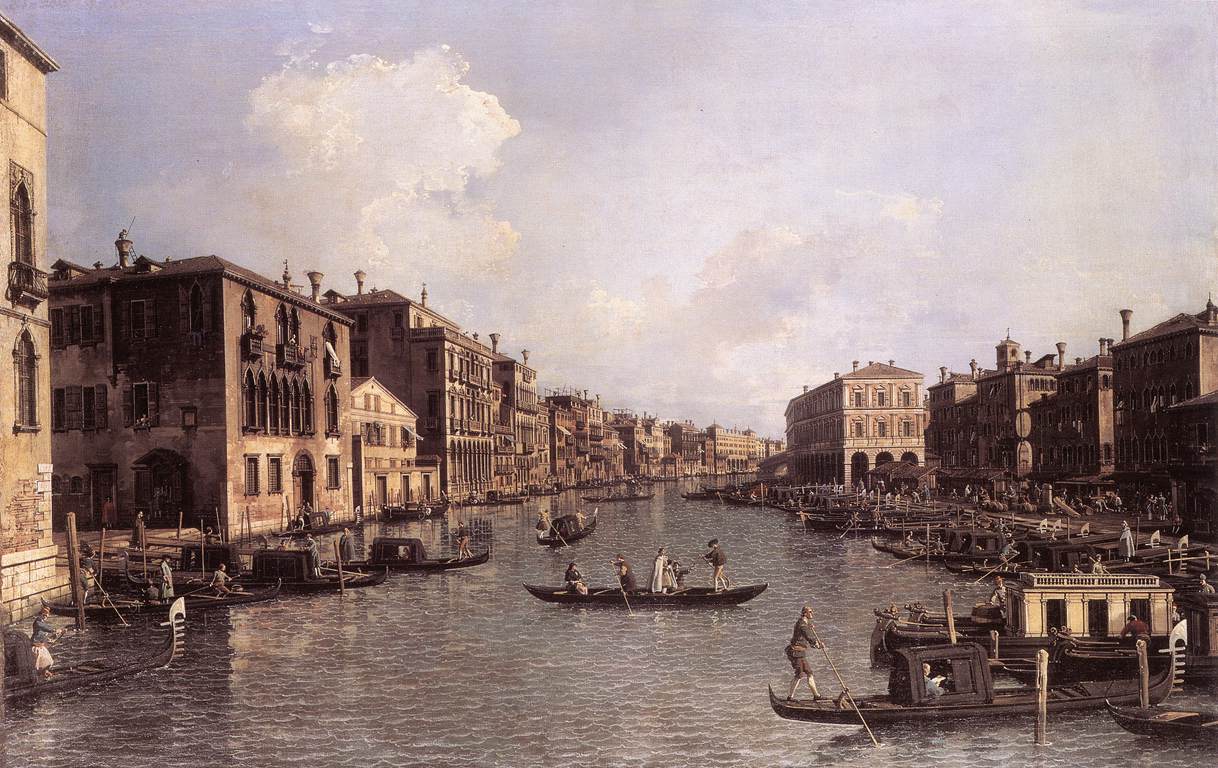 Grand Canal en direction du sud-est depuis le Campo Santa Sophia jusqu'au pont du Rialto