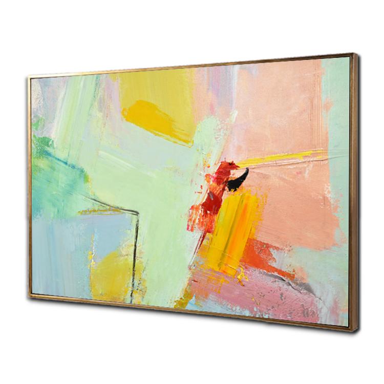 Yellow Abstract Art Beige Painting Canvas Oil Painting Contemporary Art Abstract | Dangling island