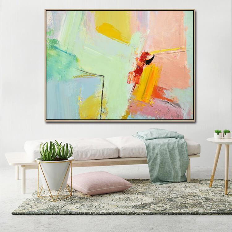 Yellow Abstract Art Beige Painting Canvas Oil Painting Contemporary Art Abstract | Dangling island