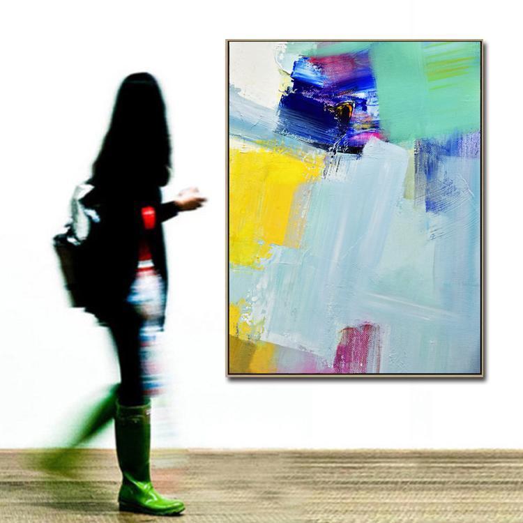 Abstract Canvas Wall Art, Modern Textured Painting | Pushing hands