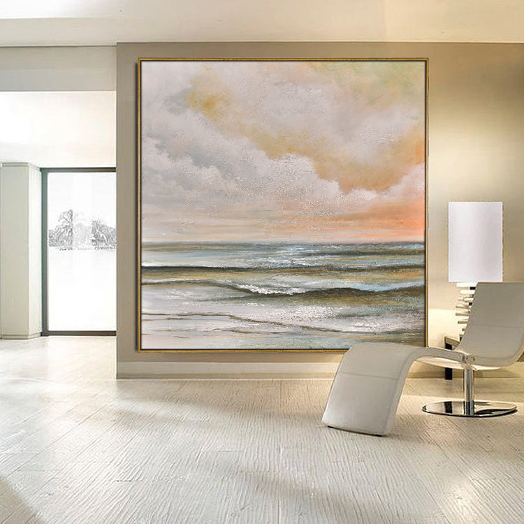 Original Oil Painting Landscape Bedroom Handmade Abstract Oil Painting | Calm seas and clear skies