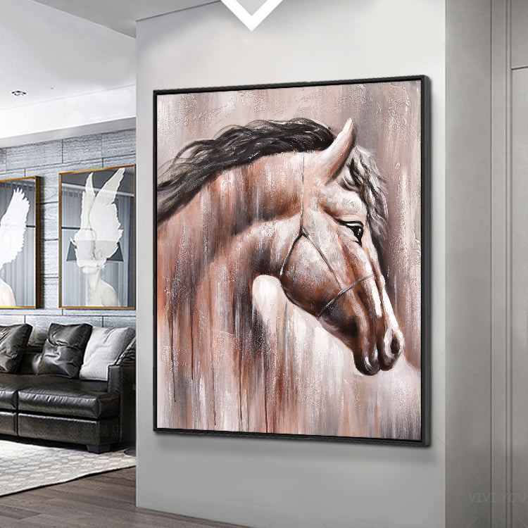 Ressentez des regrets à la séparation - Art mural moderne fait à la main Articles pour la maison Peinture à l'huile sur toile représentant un cheval 