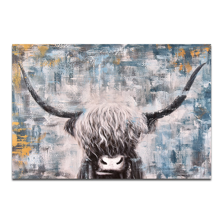 Belle vache - Peinture à l'huile animale faite à la main sur toile Impression d'art mural en acrylique 