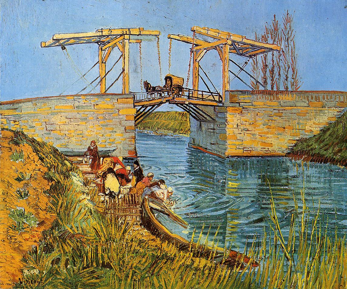 Le pont Langlois à Arles avec les femmes se lavant 1