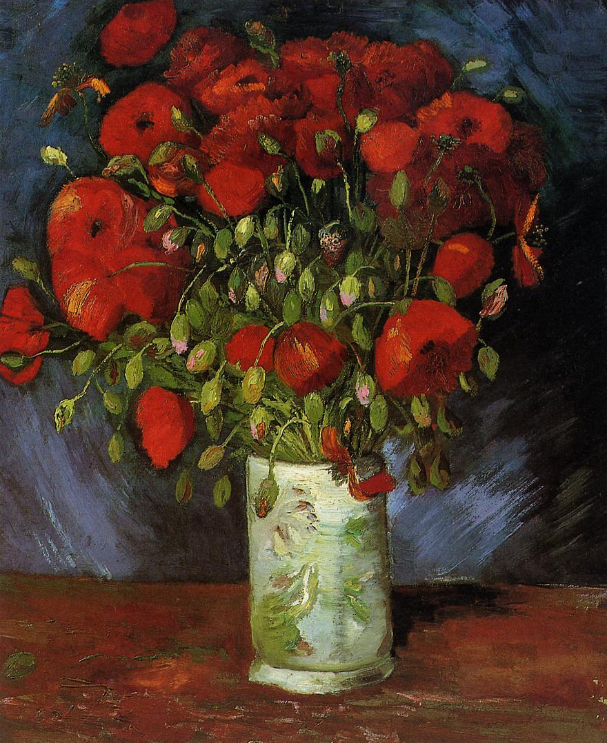 Vase avec des coquelicots rouges